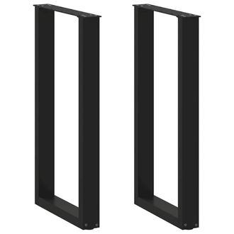 Berkfield Home Coffee Table Legs U-Shaped 2 pcs Black 50x(90-91) cm Steel