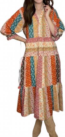 Entro Autumn Brunch Midi Dress In Multicolor