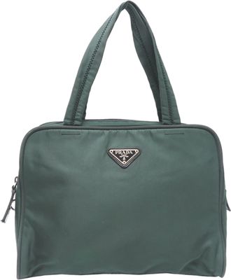 Prada Green Khaki Nylon Tote Bag (Pre-Owned)