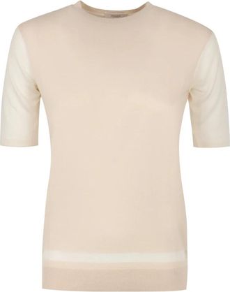 Agnona Gebreide top van wolblend - Dames - Ronde hals truien - Roze - S - Wol - Truien & Vesten