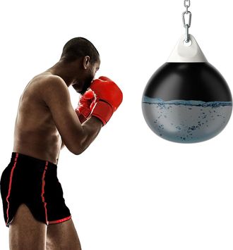 Costway Saco De Boxeo Con Agua, Bolsa De Boxeo Para Agua De 45 Cm Y 50 Kg Con Cadena De Metal Ajustable, Manguera De Inyecci&oacute;n De Agua, Punch Boxeo Adultos - 