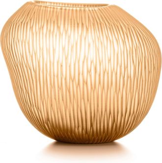 IVV carving jarr&oacute;n de vidrio melocot&oacute;n satinado con l&iacute;neas molidas verticales onduladas h-24 di&aacute;metro m&aacute;x 27,5/16,5