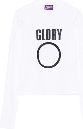 Jean Paul Gaultier Cropped top met ronde hals - Dames - Longsleeves - Wit - M - Katoen - Tops