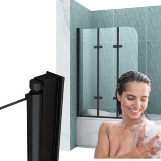 Desconocido Mampara De Ba&ntilde;o Marion 3 Alas 120x140 M&oacute;vil Negro