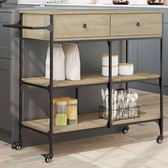 vidaXL Carrello da Cucina Rovere Sonoma 105x42x95 cm Legno Multistrato - Vidaxl
