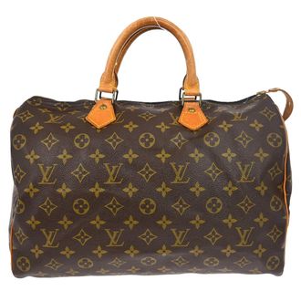 Louis Vuitton Speedy Handbag Monogram Canvas Brown Canvas Handbag (Pre-Owned)