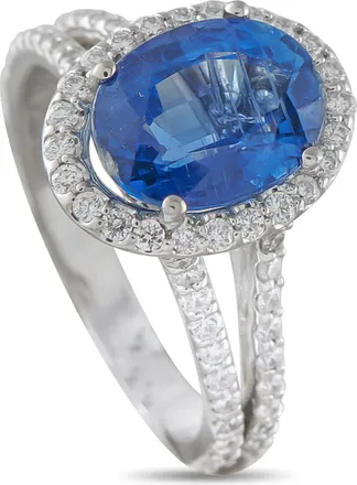 Luxury Bazaar 14K White Gold 0.40ct Diamond and Sapphire Ring MF22-051826
