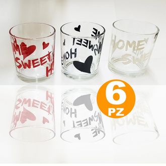 Trade Shop Trade Shop - Set 6 Bicchieri Con Scritta Sweet Home In Vetro Da Tavola Miakasa Made Italy