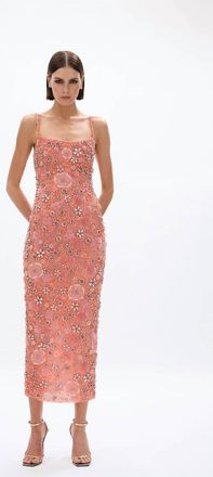 Rachel Gilbert Francesca Flower Gown In Peach