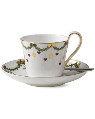 ROYAL COPENHAGEN Star Fluted Christmas High Handle Cup & Saucerwith $9 Credit