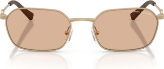 A|X Armani Exchange 54mm Irregular Sunglasses in Matte Pale Gold /Brown at Nordstrom