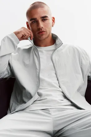 Alo | Takeaway Track Full Zip Jacket in Titanium, Size: Medium