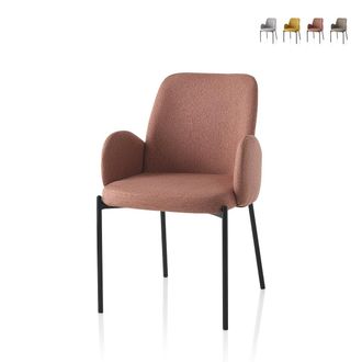 Aqa 2 X Sedie Imbottite Per Cucina Moderne In Tessuto Con Braccioli Antea - Rosa