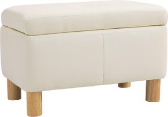 OEM Ba&uacute;l De Almacenaje Para Dormitorio 33l Tapizado En Pu Banco De Almacenaje Con Patas De Madera 60x38x40 Cm Crema