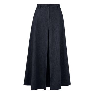 Bomboogie Falda amplia en sarga de algod&oacute;n - Skirts - Mujer - Azul - L
