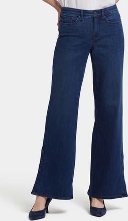 NYDJ Teresa Button Hem Wide Leg Jeans in Ibiza Blues at Nordstrom Rack, Size 6