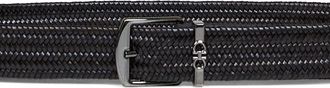 Ferragamo Mens Leather Belt Woven Dark Brown Calf