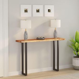 Berkfield Home Table Top 180x30x2.5 cm Rectangular Solid Wood Acacia Live Edge in Brown