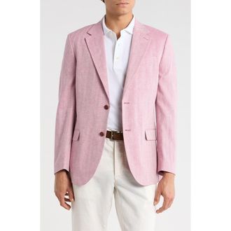Nautica Brielle Herringbone Cotton & Linen Blend Sport Coat in Pink at Nordstrom Rack, Size 38