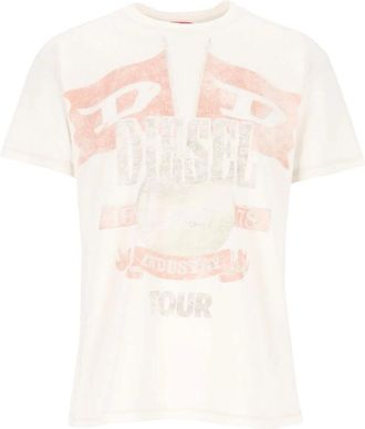 Diesel T-Normes-Hmbp T-shirt - Heren - Tops - Wit - Maat: L Katoen