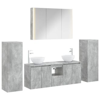 vidaXL Juego De Muebles De Ba&ntilde;o 6 Pcs Gris Hormig&oacute;n Vidaxl