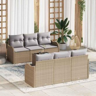 vidaXL Vidaxl - Conjunto De Sof&aacute; De Jard&iacute;n 7 Pcs Beige, Gris 55 X 55 X 37 Cm