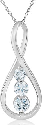 Pompeii3 1/2ct 3-Stone Diamond Infinity Pendant 14k White Gold 1 Tall