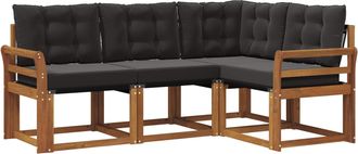 vidaXL Conjunto De Sof&aacute;s De Exterior 4 Uds. Natural Y Negro Vidaxl