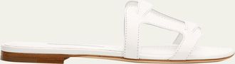 Manolo Blahnik Grellanu Leather Flat Slide Sandals