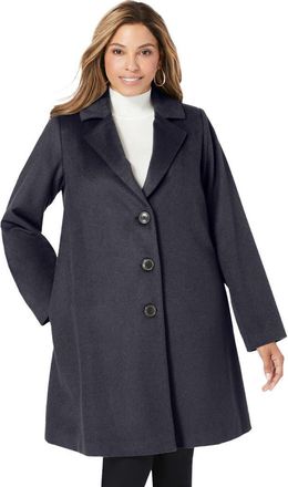 Jessica London Wool Swing Coat in Black at Nordstrom, Size 14