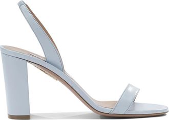 Aquazzura So Nude Block Sandal 85 - Dames - Sandalen met hakken - Blauw - 41 EU - Leer - Schoenen