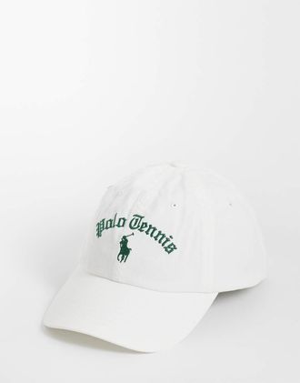 Polo Ralph Lauren Cappello con visiera bianco con logo tennis