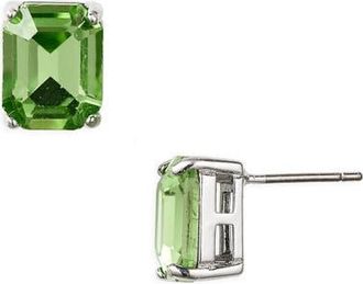 Kurt Geiger Small Stone Stud Earrings in Silver/Light Green at Nordstrom