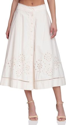 Avec Les Filles Cotton Eyelet A-Line Midi Skirt in Cream at Nordstrom, Size 14
