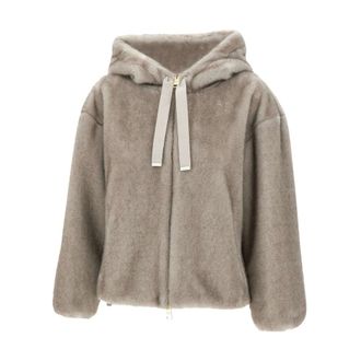 Herno Cappotto in Shearling con Cappuccio e Coulisse - - Jackets - Donna - Beige - S