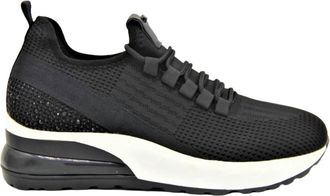 Renato Garini Womens Stone Heel Sneakers With Stretch Laces In Black