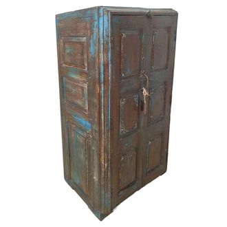 Wanderlust Deco Armario De Madera Acabado Artesanal Marr&oacute;n 75x36x138h Cm