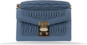 Miu Miu Schoudertas met drukknoopsluiting - Dames - Schoudertassen - Blauw - ONE Size - Leer - Tassen