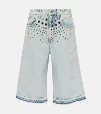 Alessandra Rich Shorts di jeans con decorazioni