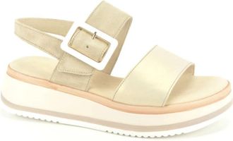 Gabor Beige Sandaal met Gesp - Dames - Sleehakken - Beige - 37 1/2 EU - Schoenen