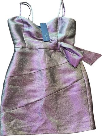 Parker Womens Sleeveless Bow Detail Cocktail Dress In Metallic Fuschia