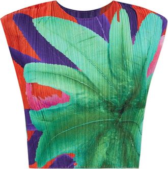 Pleats Please Issey Miyake Top met bloemenprint - Groen