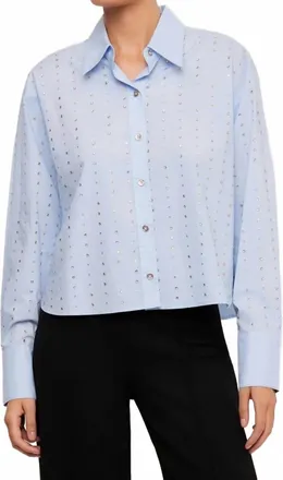 Fifteen Twenty Lisa Embellished Button Up Top In Sky Blue