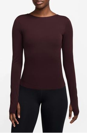 Nike Zenvy Dri-FIT Open Back Top in Burgundy Crush/White at Nordstrom Rack, Size X-Large