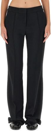 Jil Sander Wijd uitlopende- getailleerde broek - unisex - Wijde Broeken - Zwart - M - Leer - Broeken