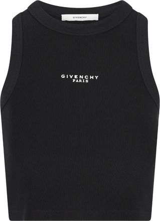 Givenchy Cotton Cropped Tank Top With Paris Print Clothing