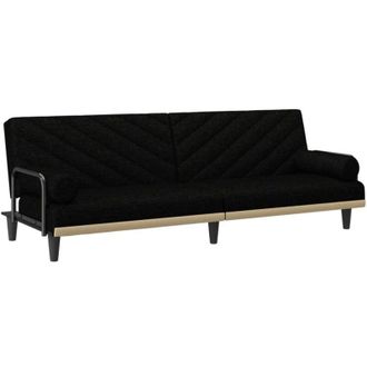 vidaXL Sof&aacute; Cama Con Reposabrazos Tela Negro Vidaxl