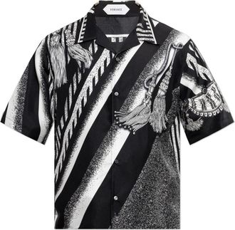 Versace Formula 6 Zijden Shirt - Heren - Korte mouwen Overhemden - Zwart - 2XL - Overhemden