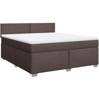 vidaXL Vidaxl - Cama Box Spring Con Colch&oacute;n Tela Marr&oacute;n Oscuro 180x200 Cm