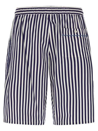 Dolce & Gabbana Striped Cotton-Silk Bermuda Shorts - Blue